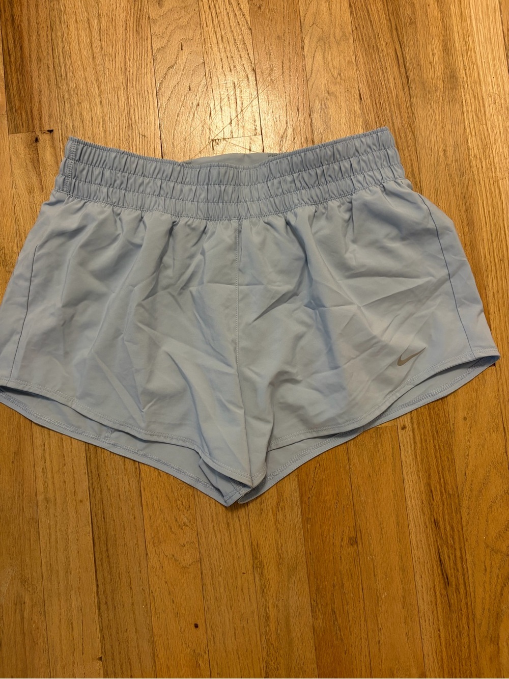 Nike Women’s Pale Blue Athletic Shorts with Swoosh